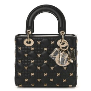 dior inspired black butterfly studded lady dior premium handbag