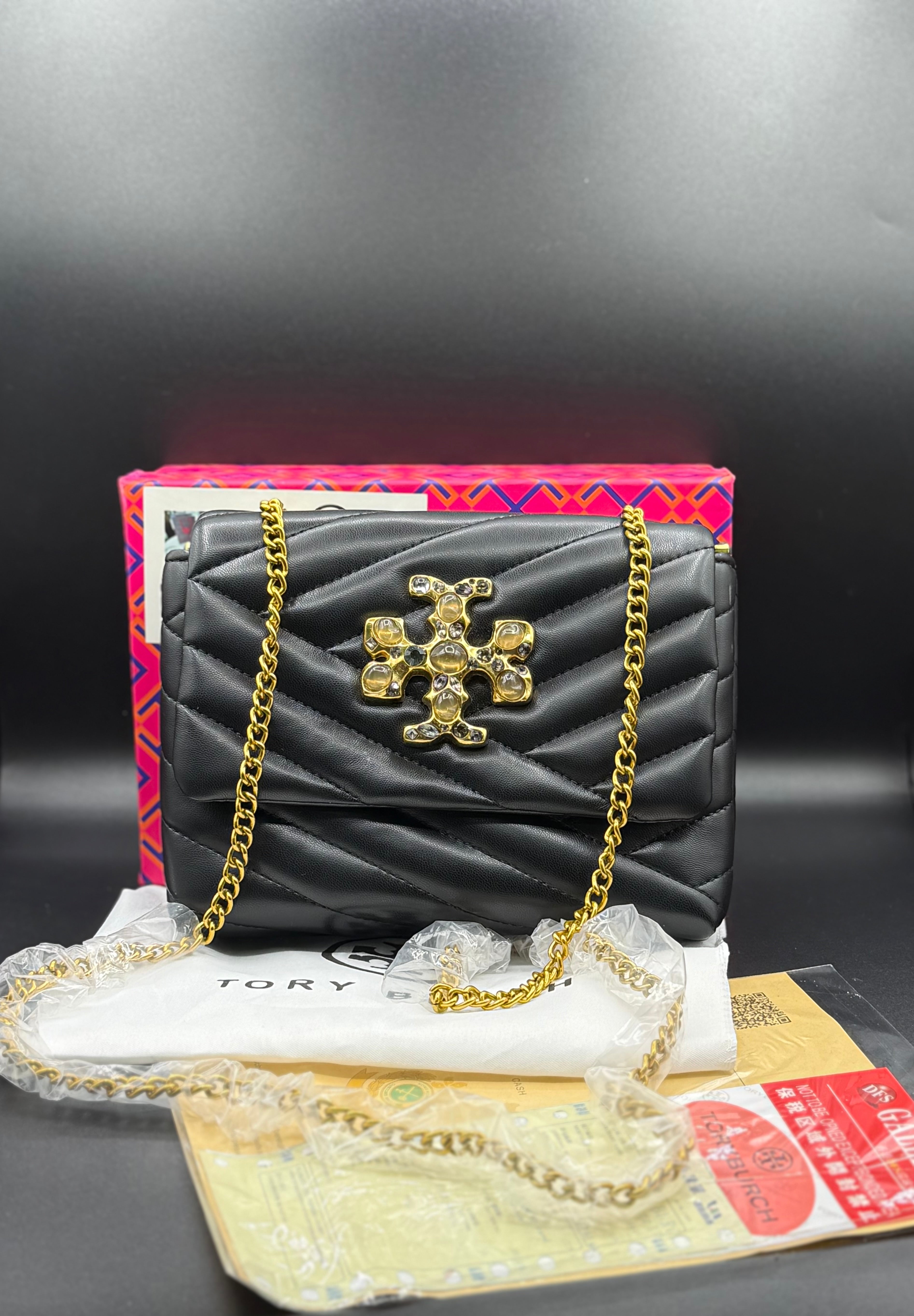 Premium Tory Burch-Style Kira Chevron Quilted Flap Bag