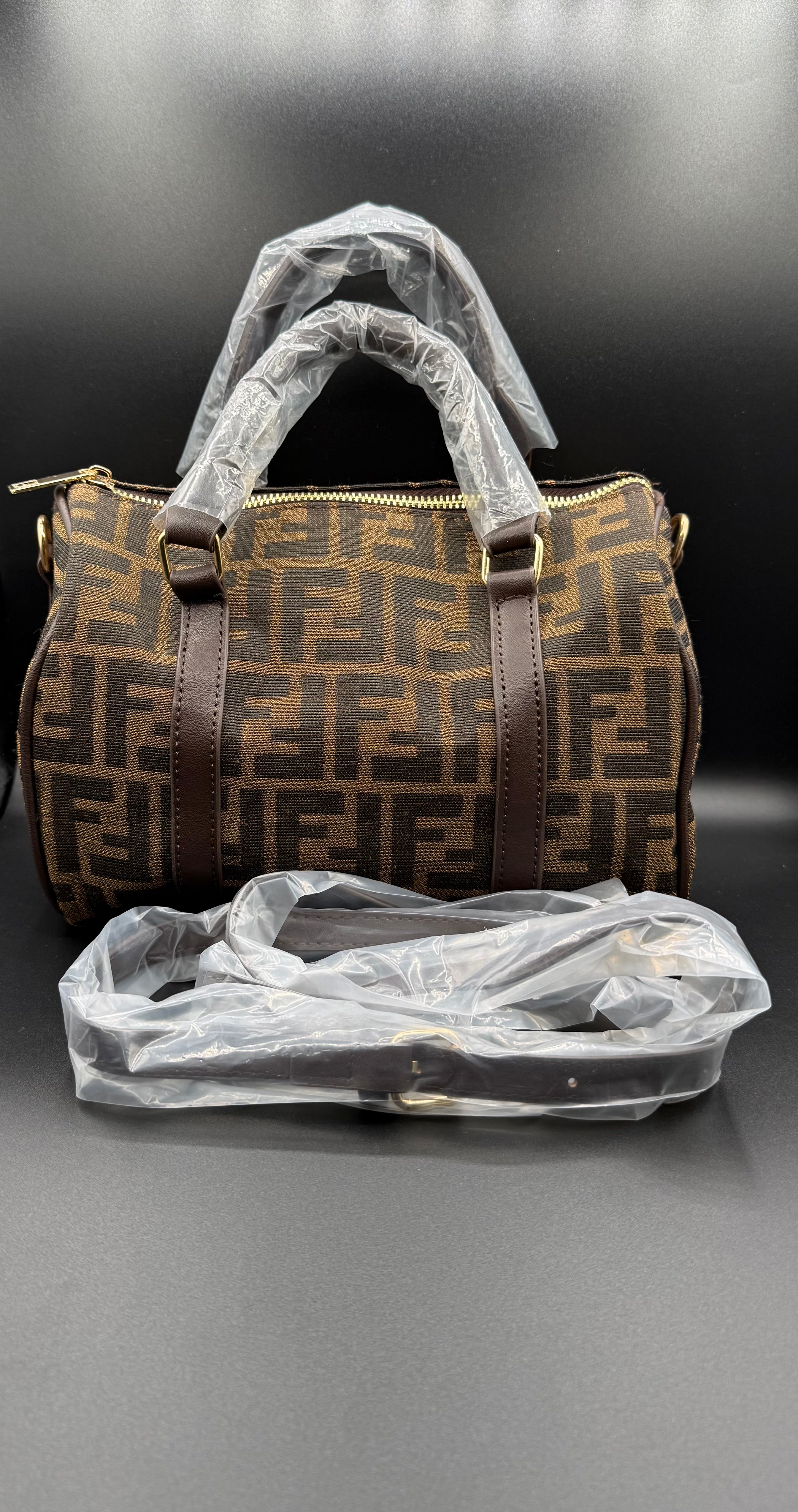 fendi inspired zucca monogram boston satchel handbag
