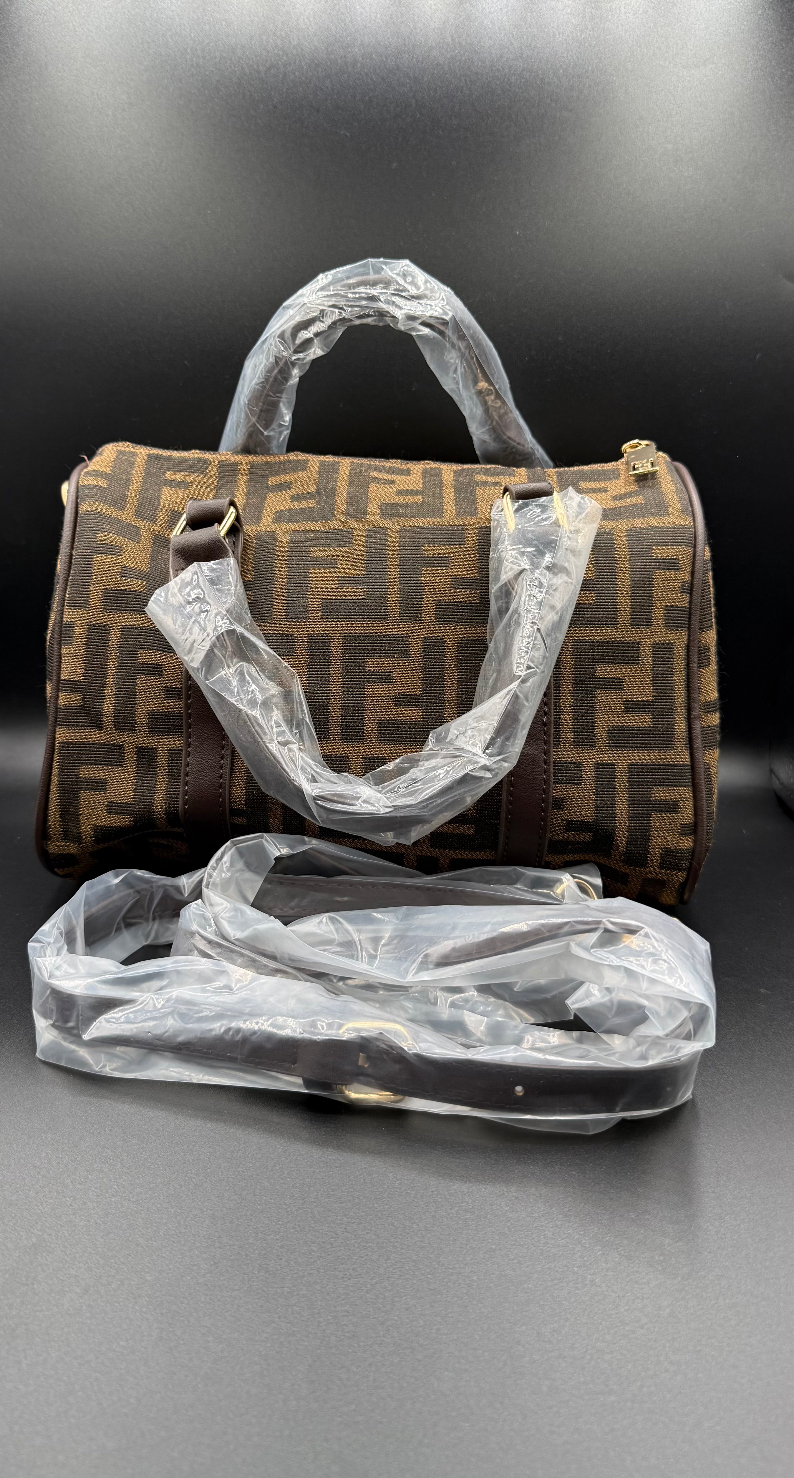 fendi inspired zucca monogram boston satchel handbag