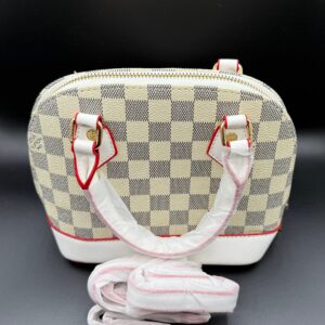 LV-Inspired Damier Azur Alma BB Style Top Handle Bag