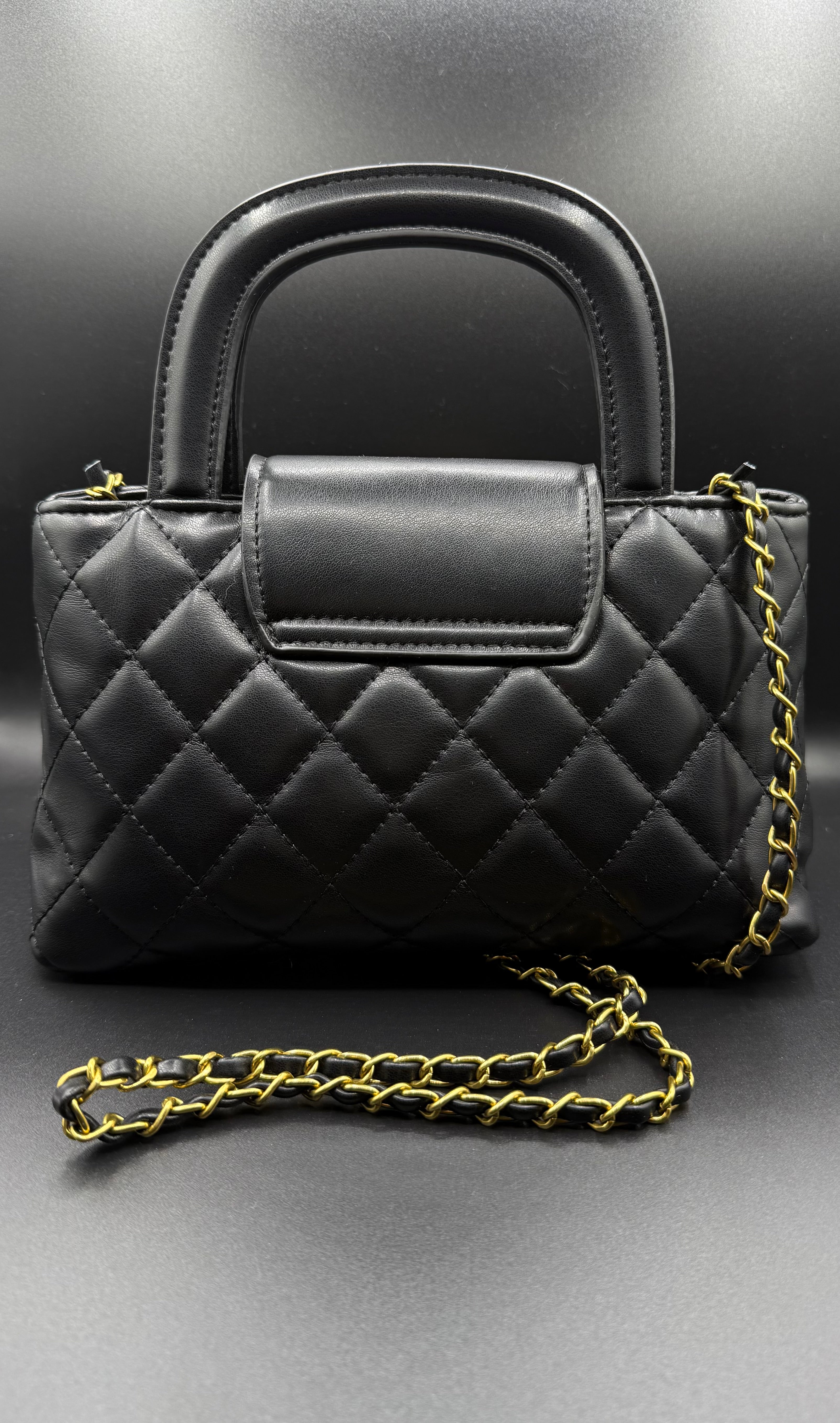chanel inspired black quilted top handle chain bag chanel inspired black quilted top handle chain bag