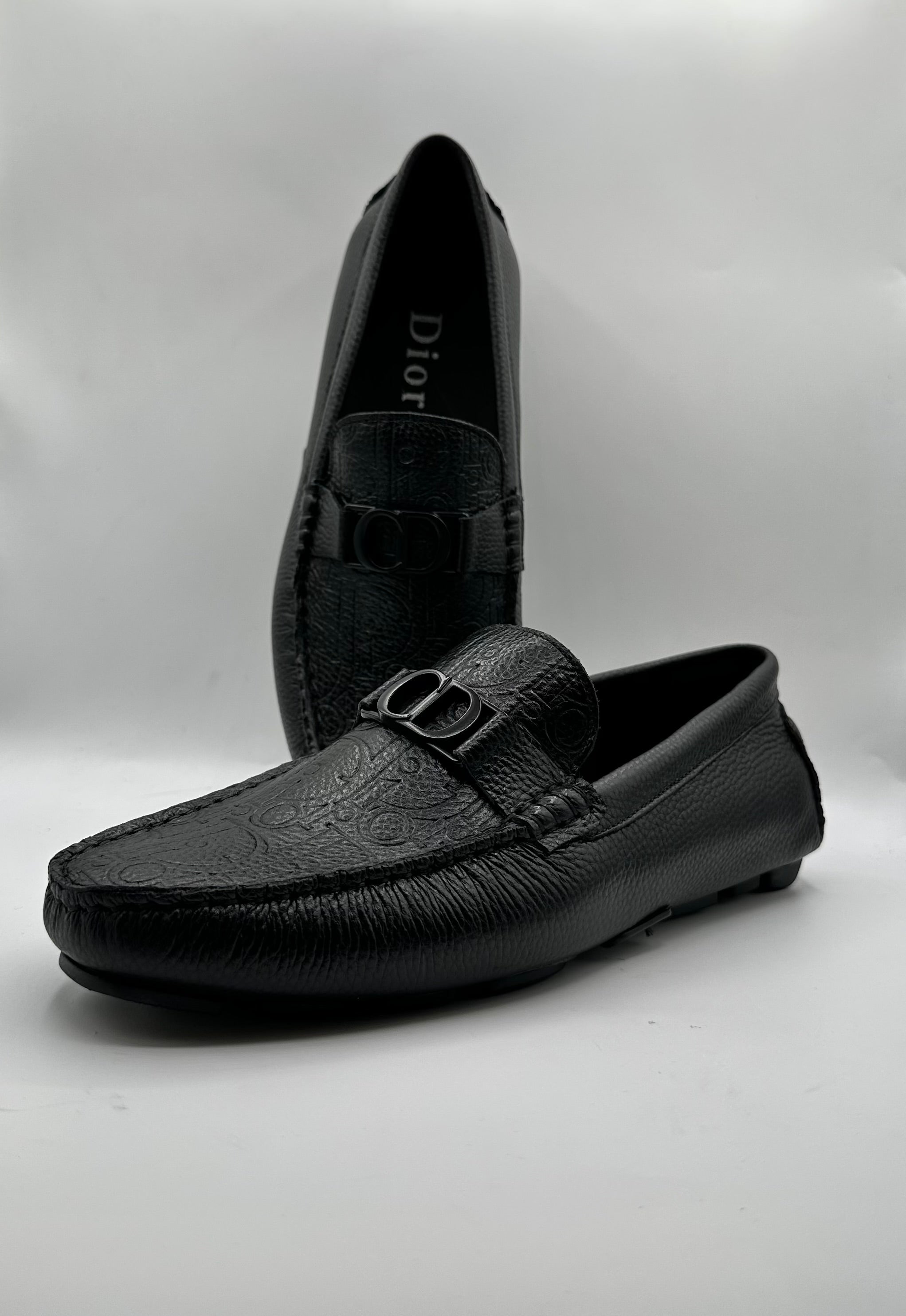 dior inspired premium men’s loafers – luxury suede & grained leather