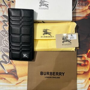 Premium Burberry London Signature Check Embossed Leather Long Wallet