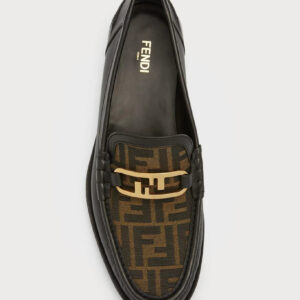 Luxury Monogram Loafers – Black & Brown Leather