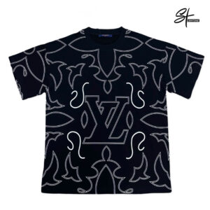 LV-Inspired Black Graphic T-Shirt – Premium Copy | Sintone