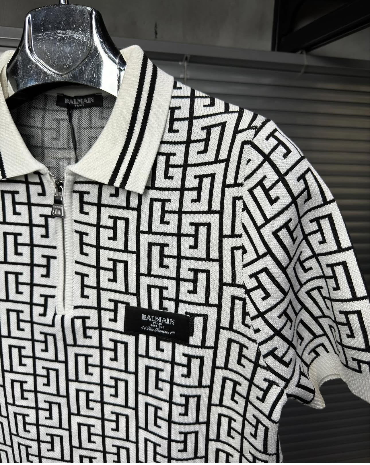 balmain inspired monogram knit polo shirt white premium quality balmain inspired monogram knit polo shirt white premium quality
