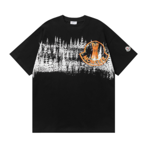 Moncler-Inspired Black Graphic Logo T-Shirt – Luxury Designer Streetwear | Sintone