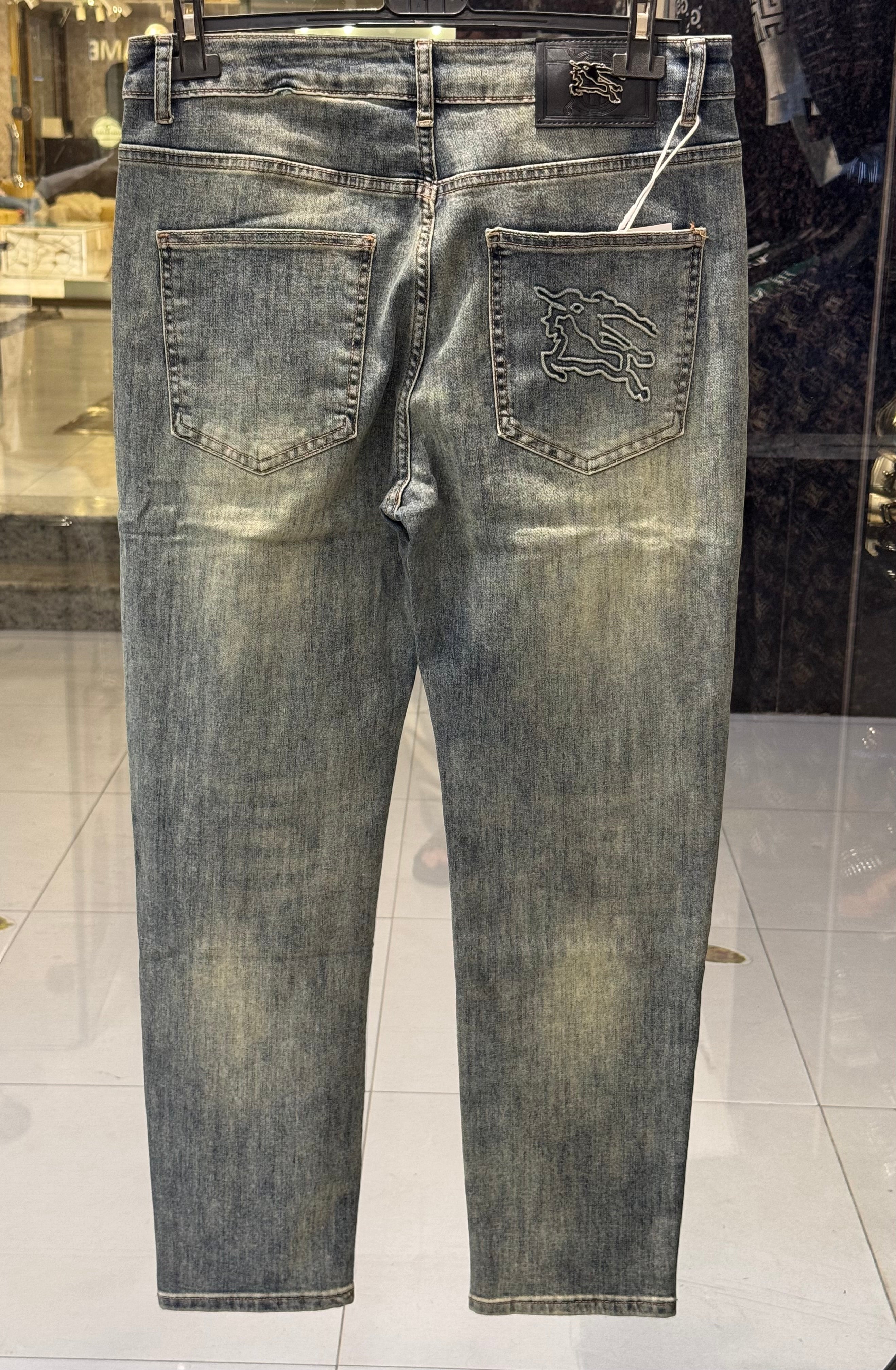 burberry inspired grey faded denim jeans – premium slim fit | sintone