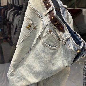 light grey washed jeans – lv inspired logo pocket | luxury denim | sintone