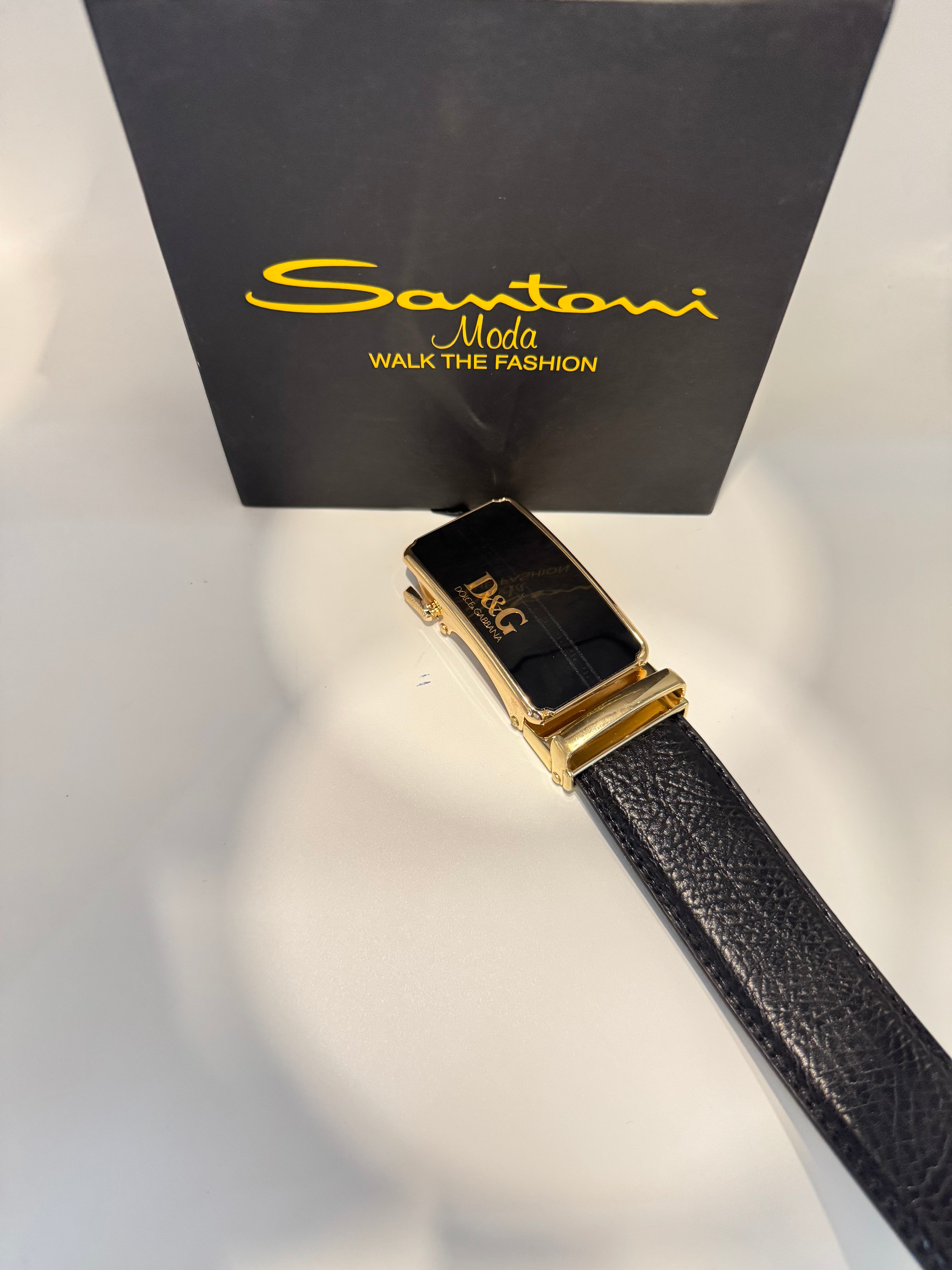 d&g black leather belt – gold buckle luxury belt for men