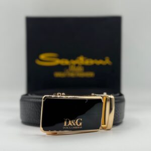 d&g black leather belt – gold buckle luxury belt for men