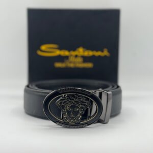 Versace-Inspired Medusa Men’s Leather Belt – Luxury Black Edition