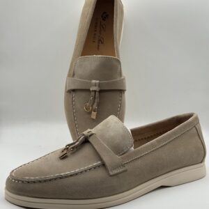 loro piana beige suede loafers