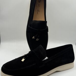 loro piana black suede loafers