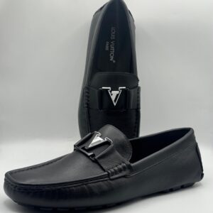 louis vuitton black leather moccasins