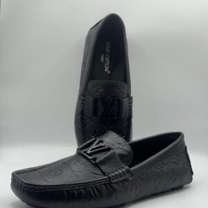 louis vuitton black monogram leather moccasins