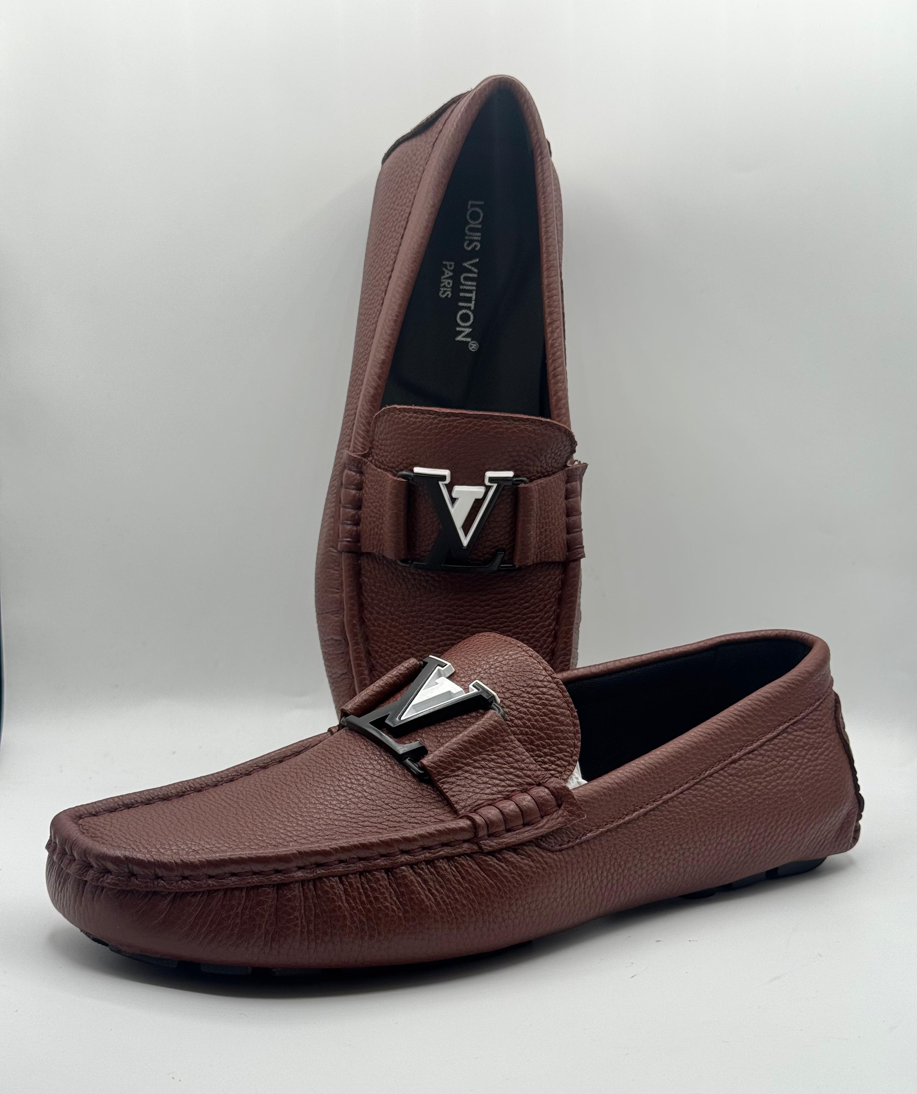 louis vuitton brown leather moccasins