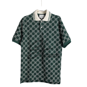 gucci monogram green polo shirt with collar