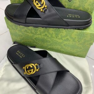 gucci premium black sandals