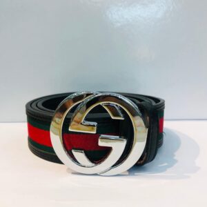 gucci genuine buffalo leather sliver signature belt