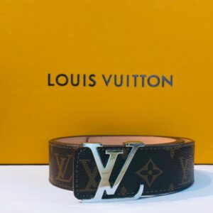 LV Genuine Brown Leather Signature Sliver Belt