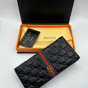 gucci premium black long wallet