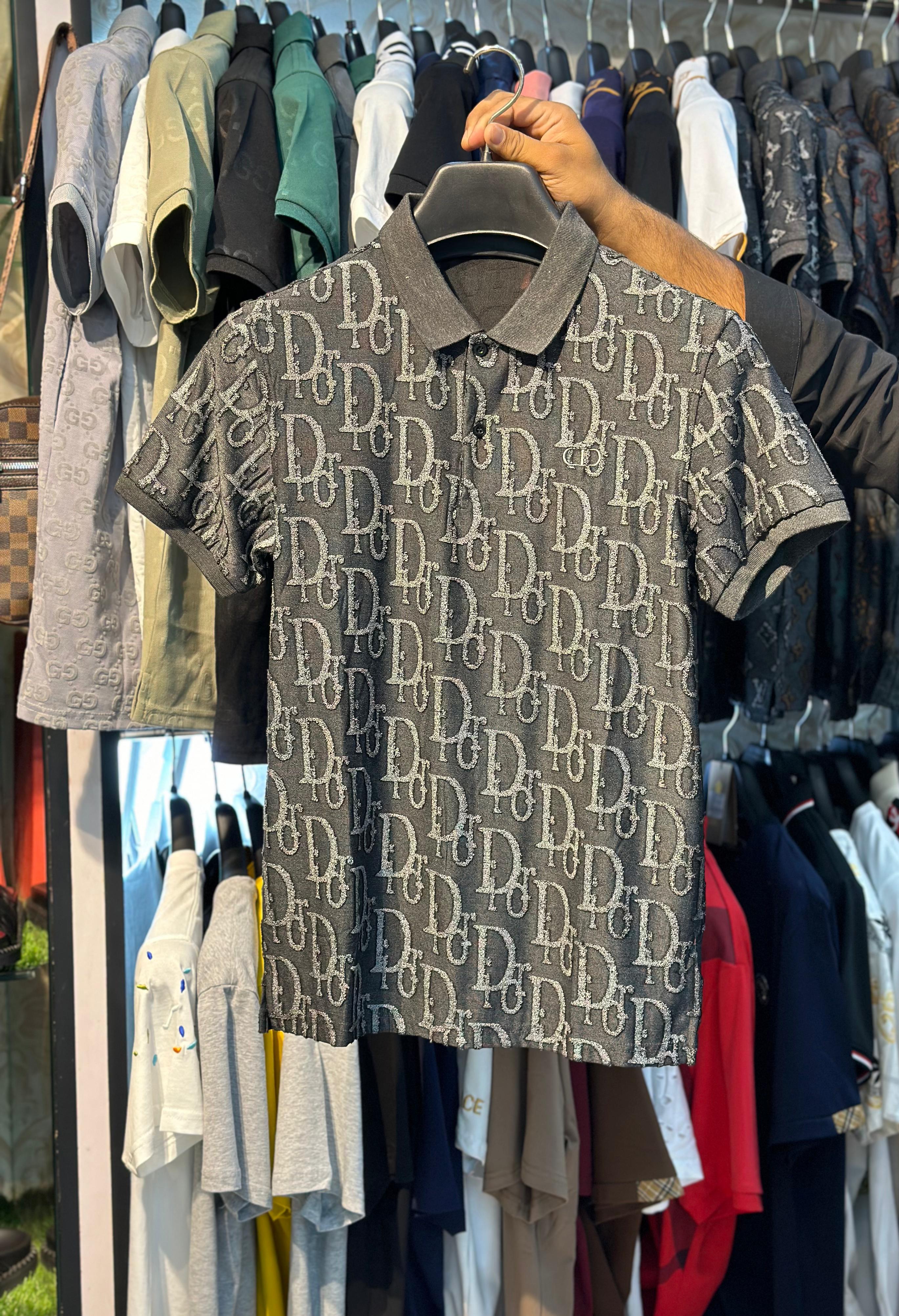 dior all over printed men polo shirt