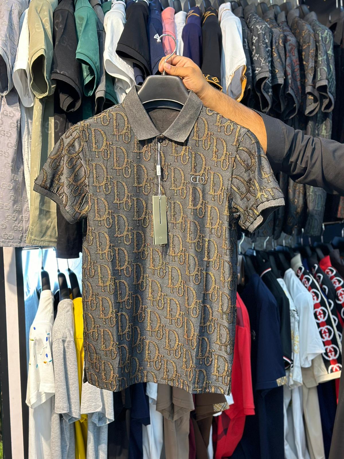 dior all over printed men polo shirt with logo