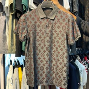 louis vuitton all over printed men polo shirt