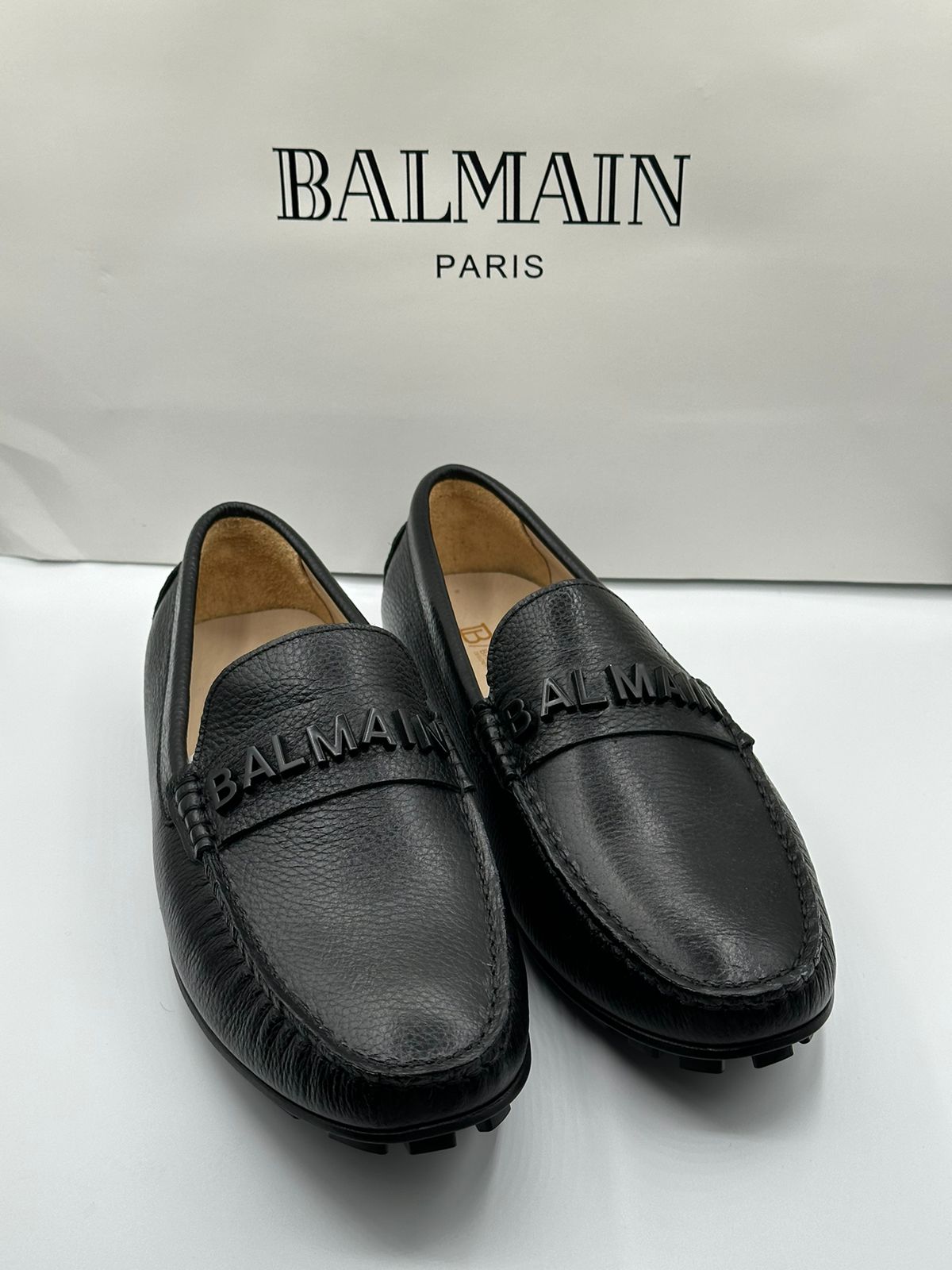 balmain black loafers