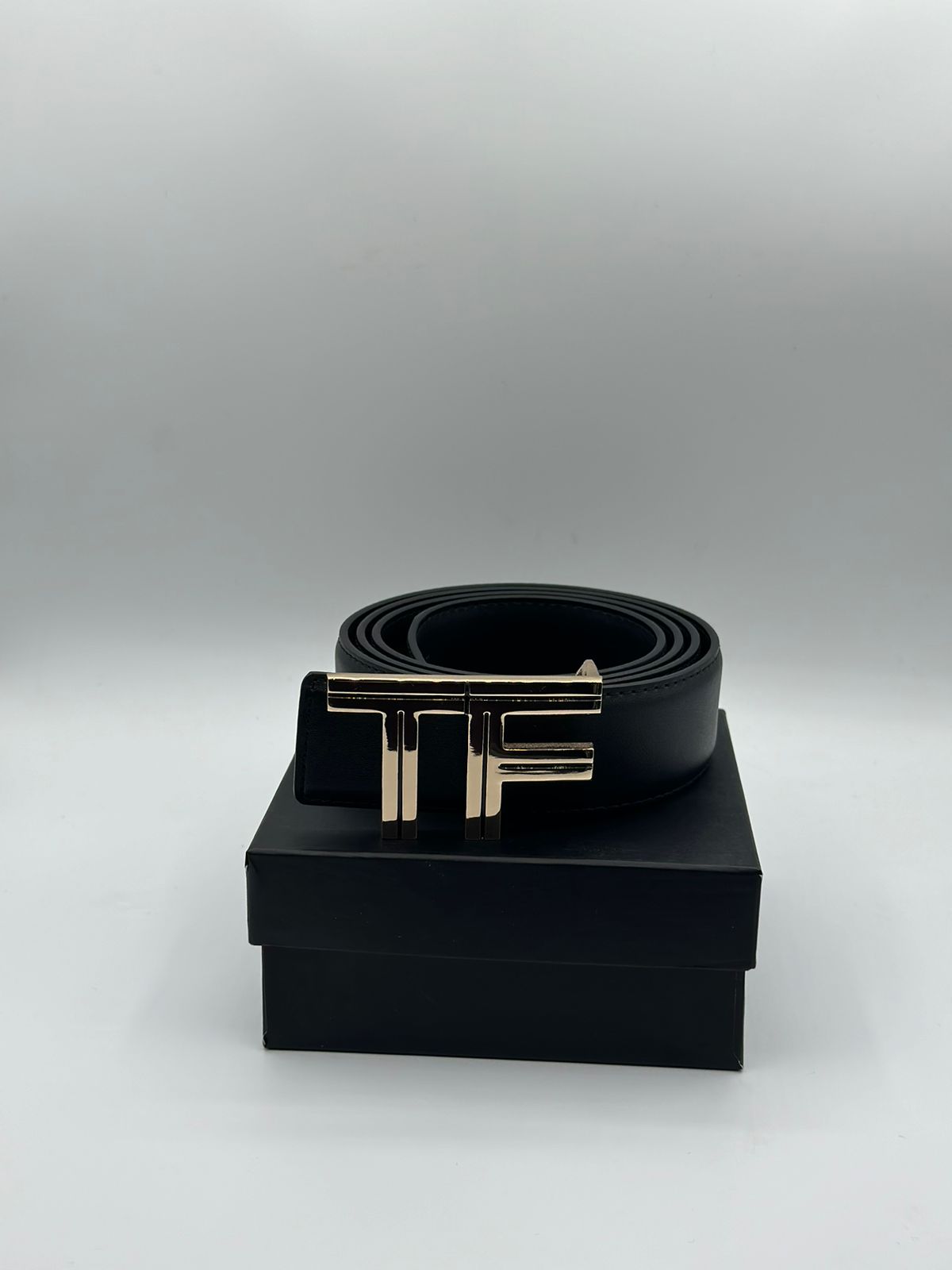 Tom Ford Genuine Black Leather Signature Golden Belt - Image 2