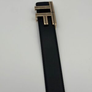 Tom Ford Genuine Black Leather Signature Golden Belt