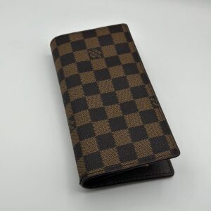 louis vuitton check printed leather long wallet