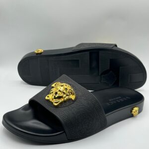 Versace Premium Quality Black Slipper With Logo