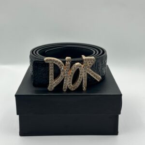 dior stone black leather signature golden belt