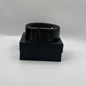 amiri spell genuine black leather signature belt