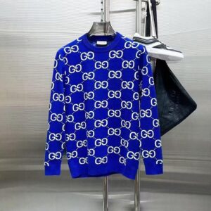 gucci premium quality all over printed blue sweater shirt