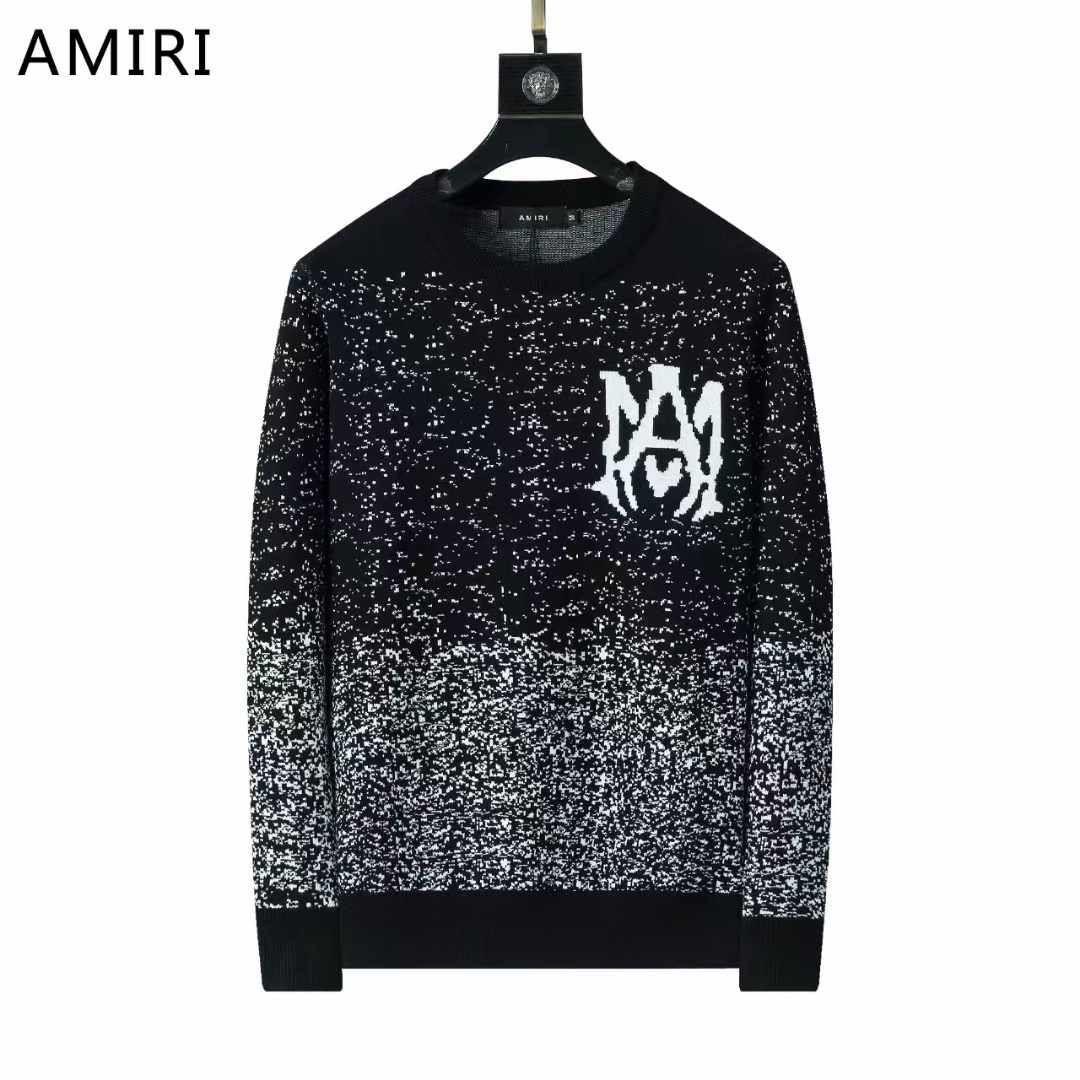 amiri premium quality all over printed black sweater shirt