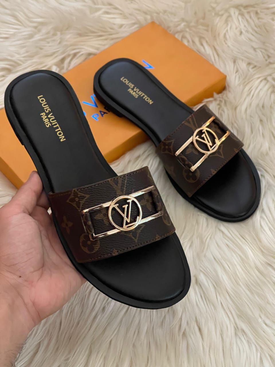 LV Women Flat Printed Slipper With Buckle