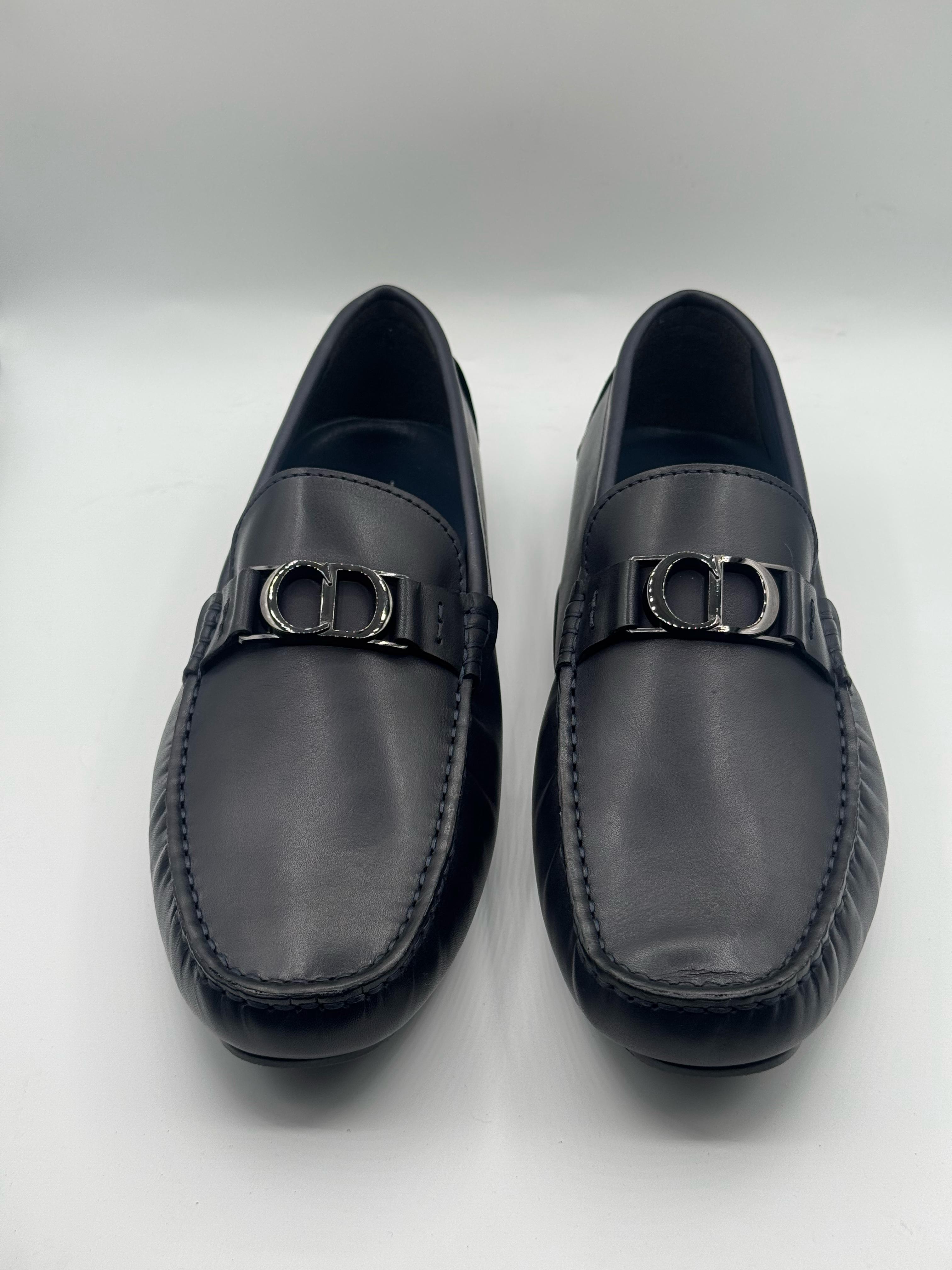 christian dior high quality dark blue loafer shoes