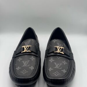 louis vuitton black & gray high quality loafer