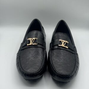 louis vuitton premium quality black loafer with buckle