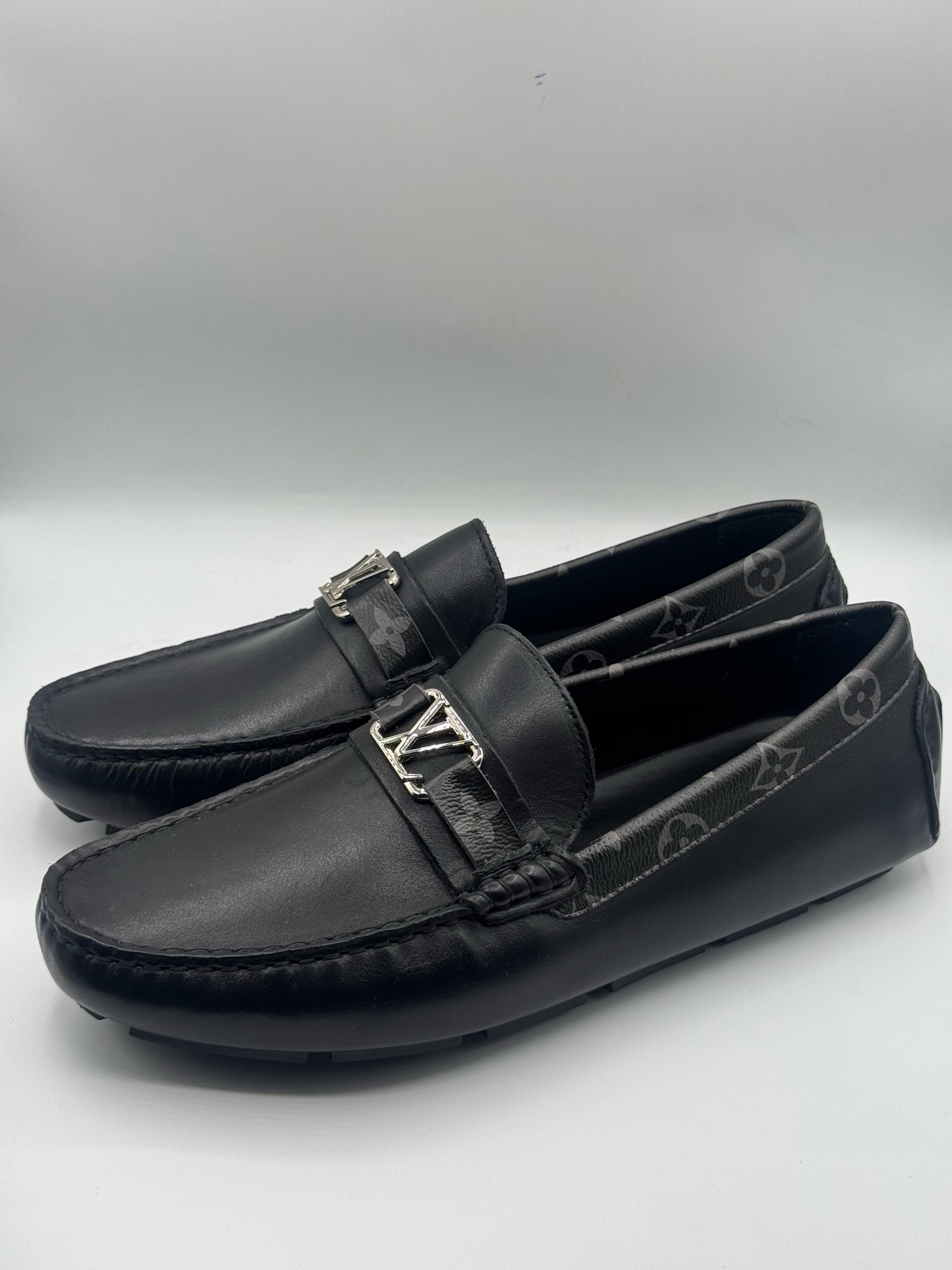 louis vuitton premium quality black loafer with buckle