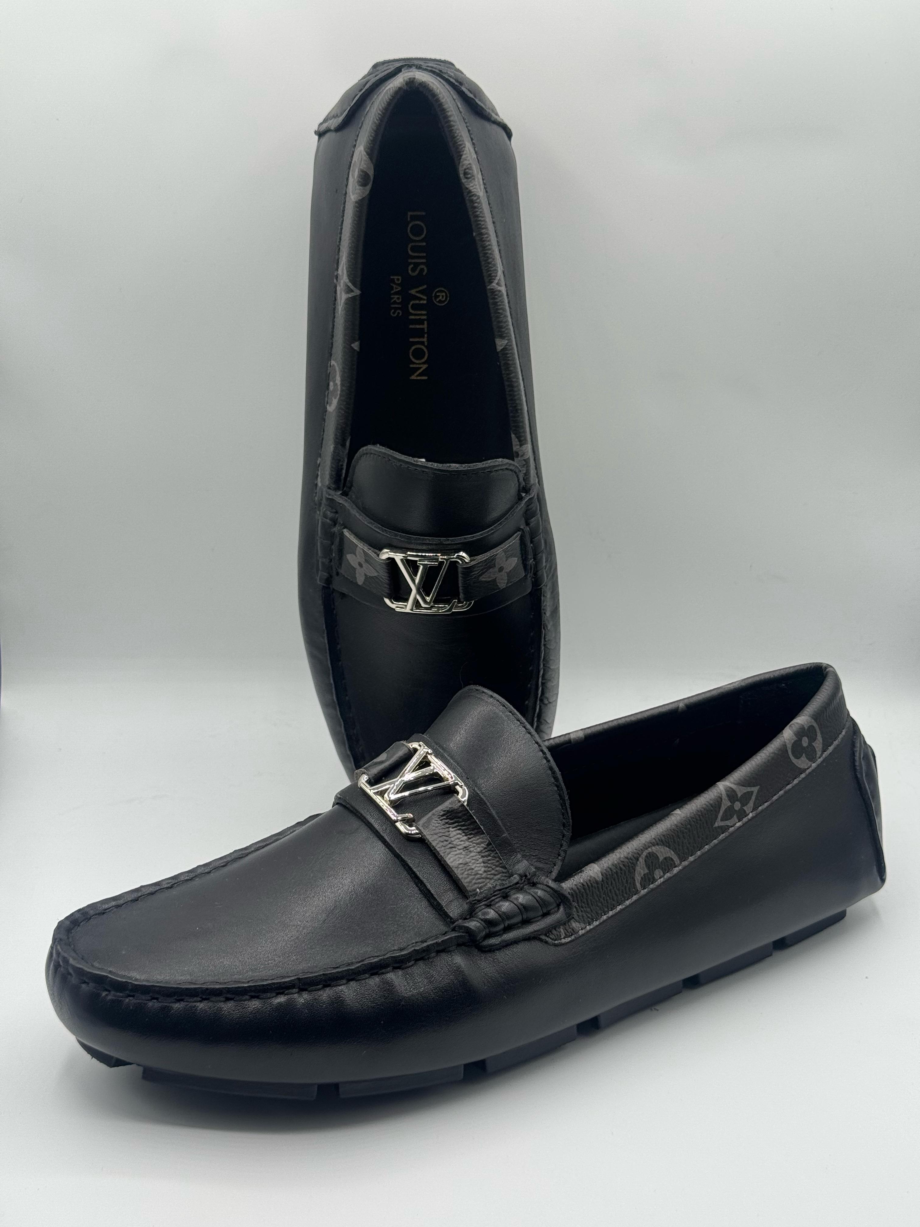 louis vuitton premium quality black loafer with buckle