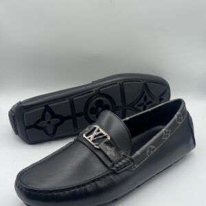 louis vuitton premium quality black loafer with buckle