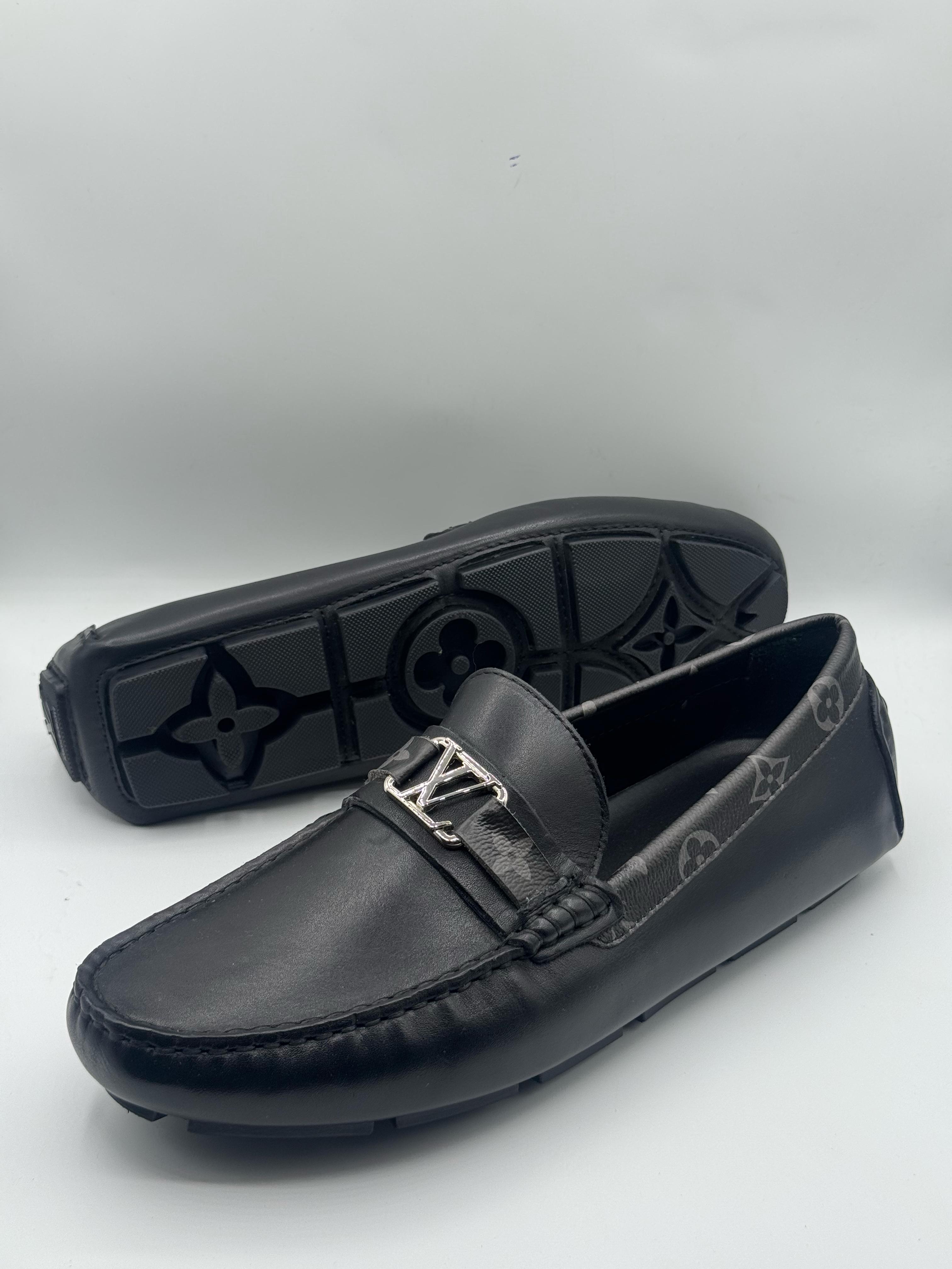 louis vuitton premium quality black loafer with buckle