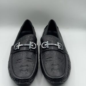 ferragamo premium quality black loafer with buckle