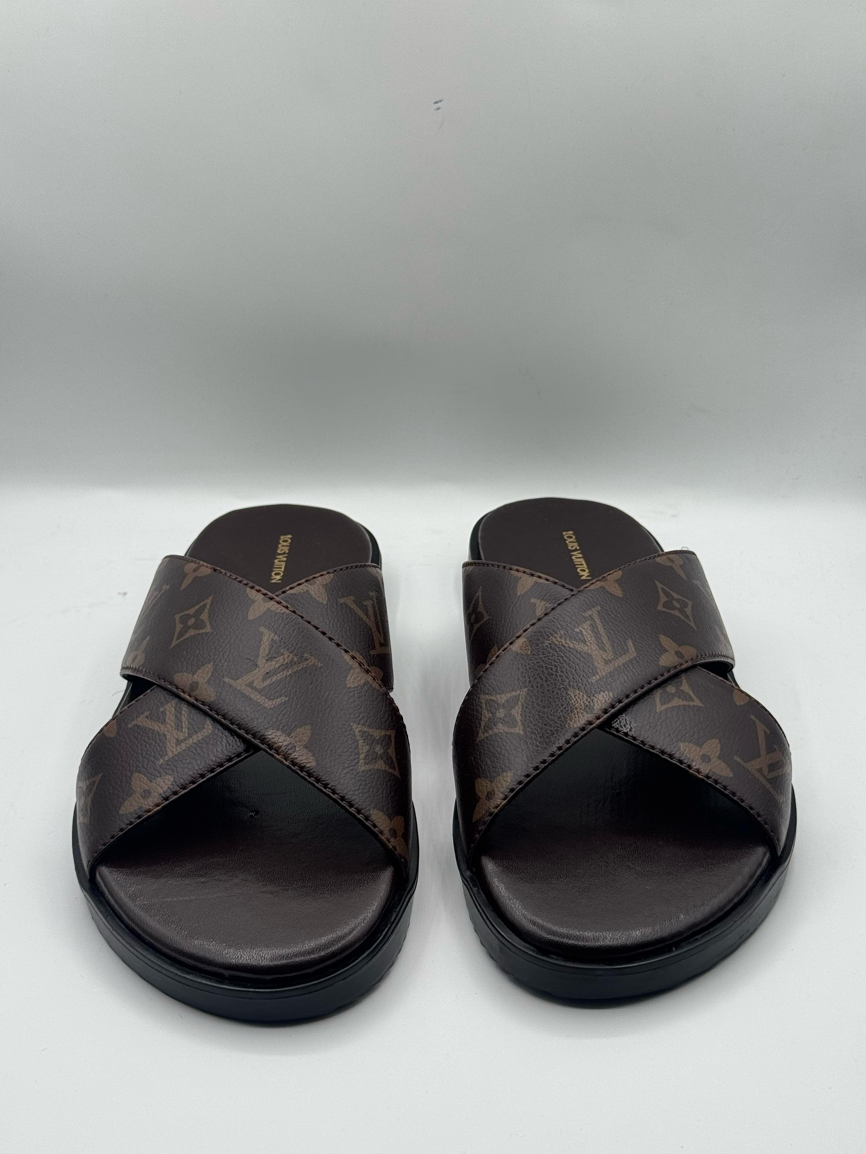 LV Brown High Quality Printed Leather slipper
