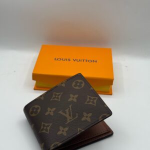 LV Regular Style Check Printed High Quality Brown Leather Wallet
